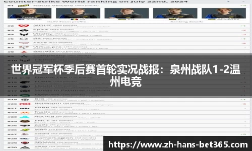 世界冠军杯季后赛首轮实况战报:泉州战队1-2温州电竞